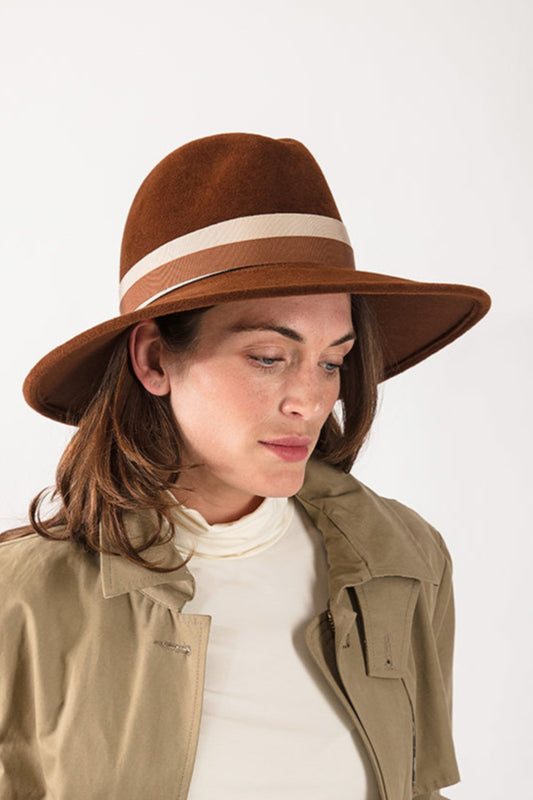 TROY x Gigi Burris Felt Fedora in Cumin