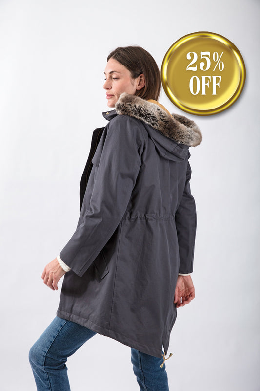 Fairweather Parka in Blue - Faux