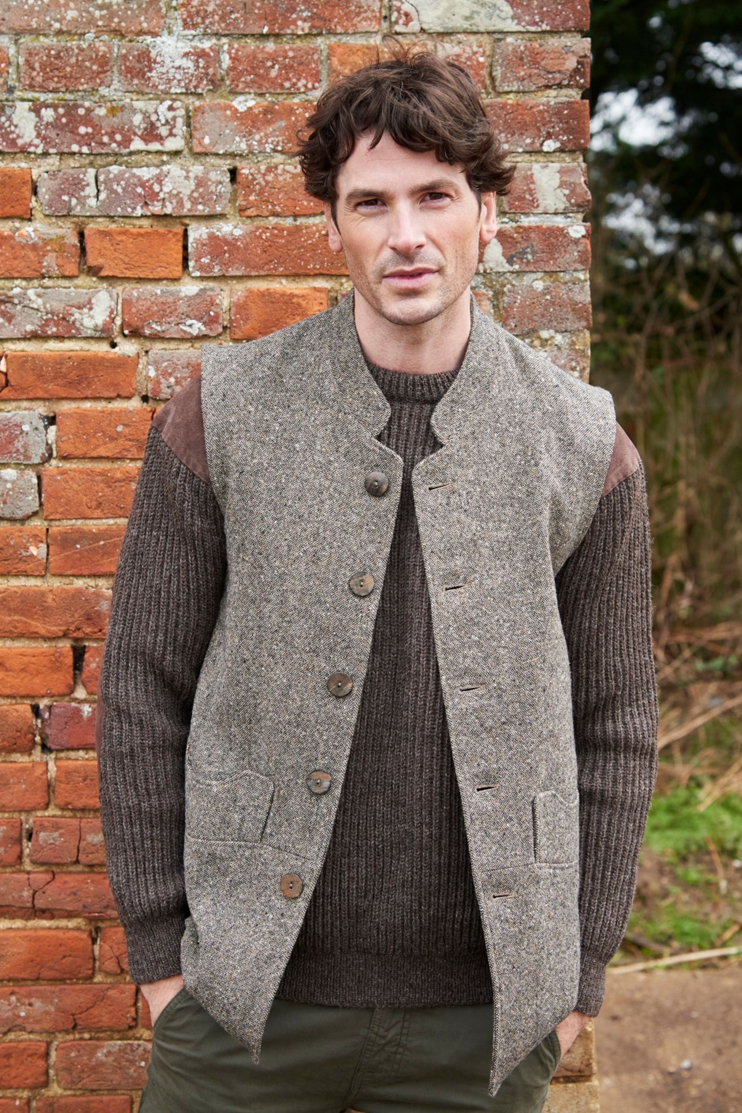 Mens tweed gilet on sale