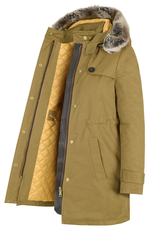 TROY Parka in Khaki - Faux Fur