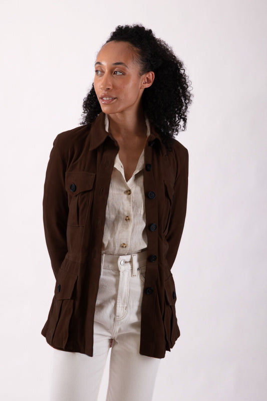 Suede Tracker Jacket In Chocolate